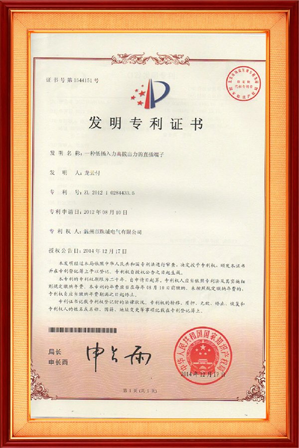 一种低插力高拔出力的直插端子